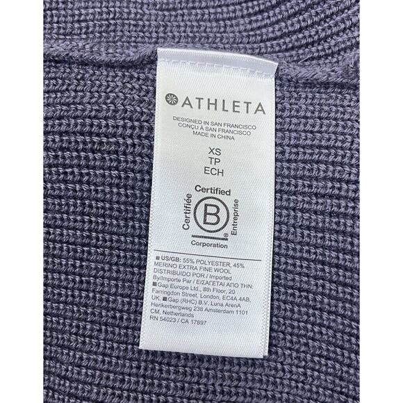 Athleta Hanover Refined V-Neck Pullover Sweater Dusk Violet Merino Wool Size XS - Picture 8 of 8